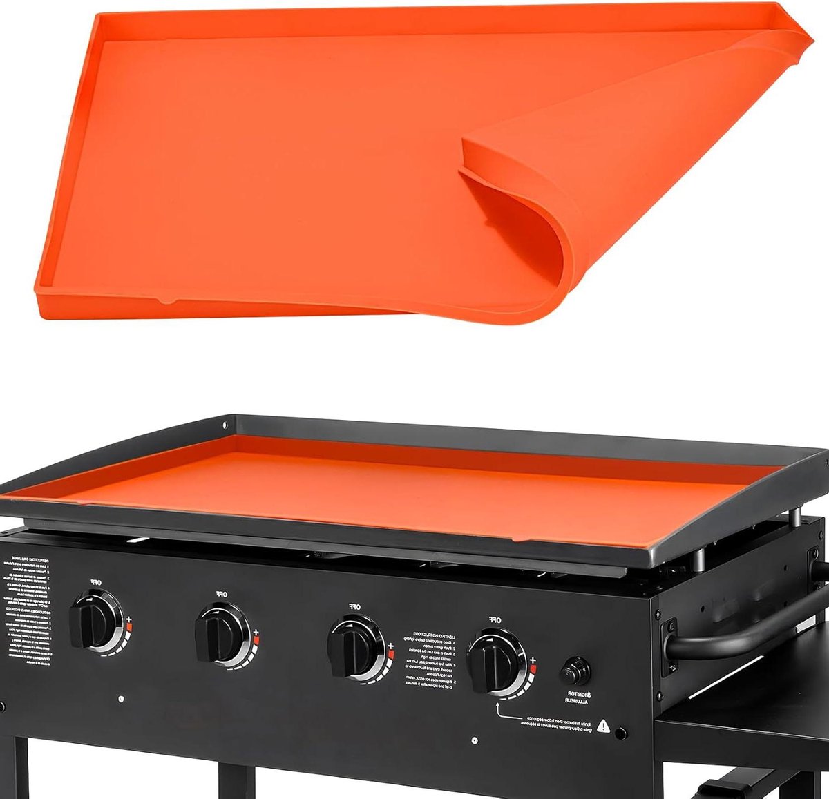 Grillplaat Mat - Beschermhoes Grill - Grill Beschermen - Naadloze Pasvorm - 36 Inch - Oranje