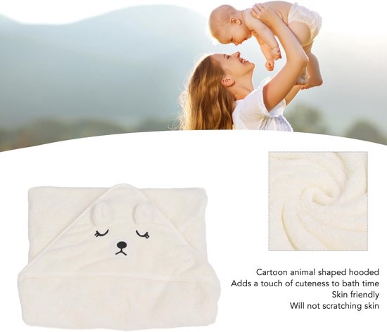 Baby Badjas met Capuchon - Wikkeldoek Dieren - Na het Baden - Zacht Koraal Fleece - 80 x 80 cm — afbeelding 2