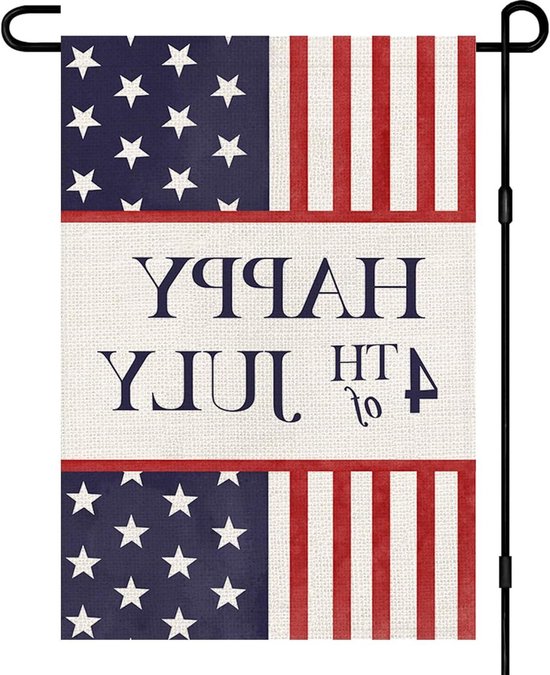 Gelukkig 4 juli patriottische tuin vlag jute 30 x 48 cm dubbelzijdig, Memorial Day Independence Day Yard Outdoor Decoratie DF511