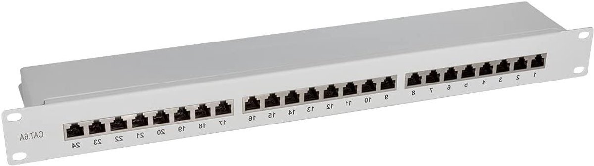 Patchpaneel Netwerk - RJ45 Verdeelveld - Kast Inbouw - Volledig Afgeschermd - 19 Inch 1U - Lichtgrijs