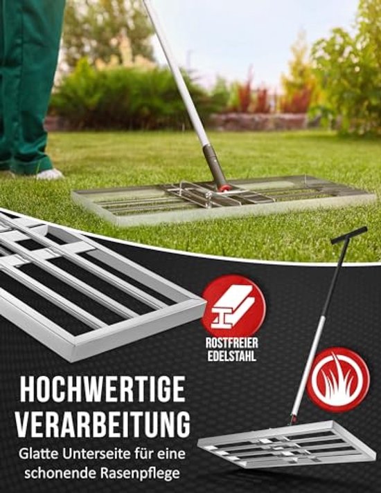 Professionele egaliseerhark voor gazononderhoud met aluminium steel — afbeelding 5