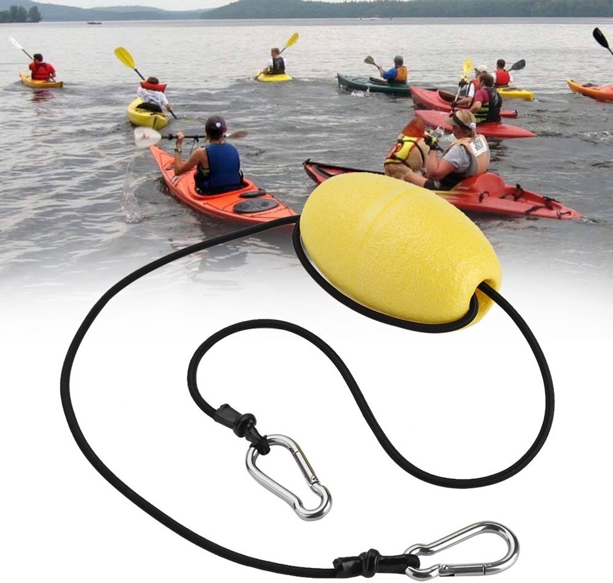 Allecto - Kayak Drift Anker Kabel met RVS Clips en Nylon Koord - Ideaal voor Boot Accessoires