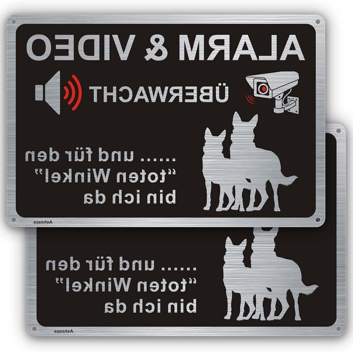 Waarschuwingsbord Aluminium - Bewakingsbord Huis - Veiligheid Thuis - Weerbestendig Geborsteld - 30x20 cm - Zwart Grijs