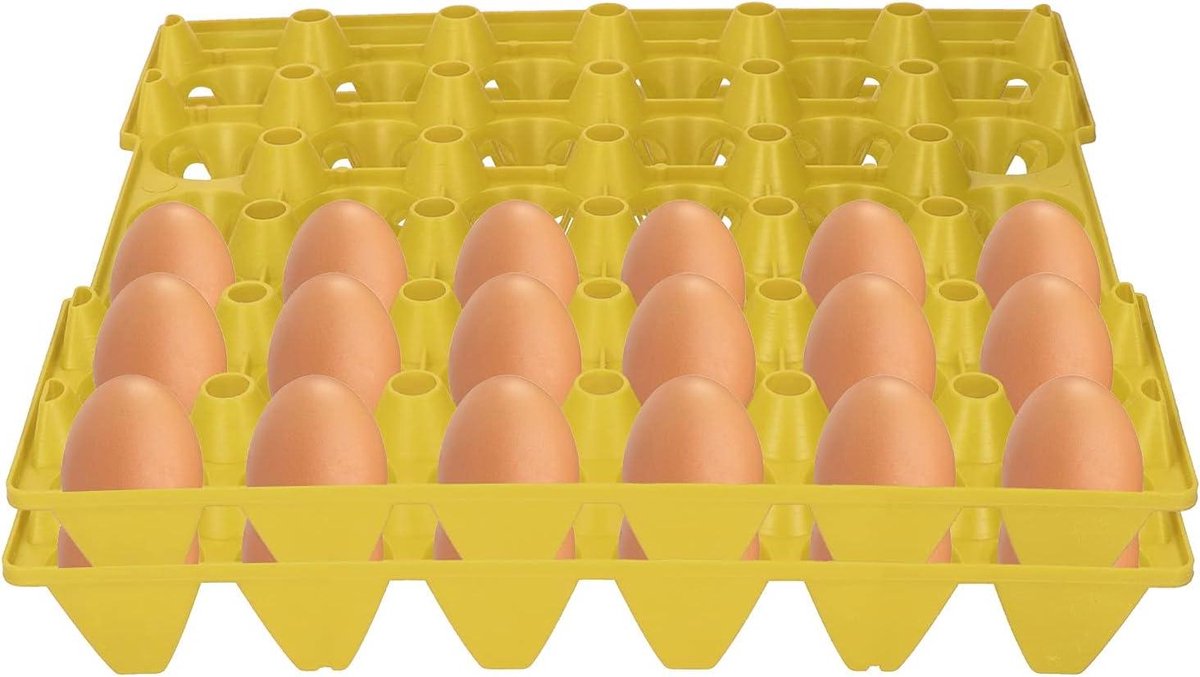 Eierdozen Set - Eierhouders - Opslag Transport - Stapelbaar Ruimtebesparend - 30x30x7 cm - Geel