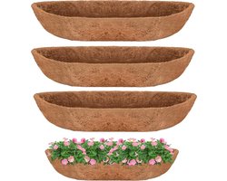 Reservevoeringen voor trog kokos, kokosvezelvoeringen voor plantenbakken, hangende mandvoeringen, kokosvoeringen, raambakvoeringen, aan de muur gemonteerde kokosvoering voor raamdoos (3 stuks