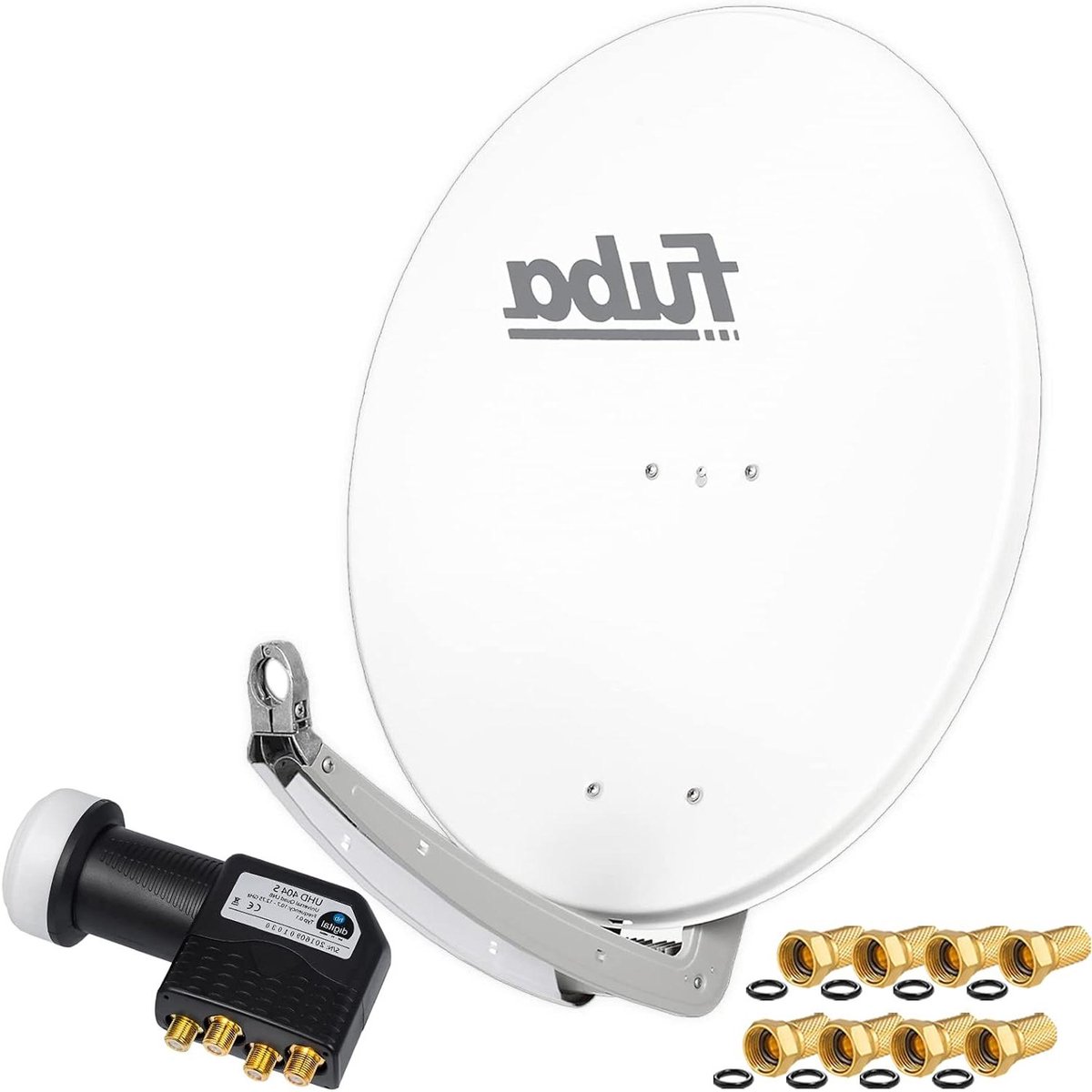 Digitale SAT Schotelset - Satelliet Antenne Set - Ontvangen Digitale TV - 4 Ontvangers Direct - 78cm Schotel - Wit