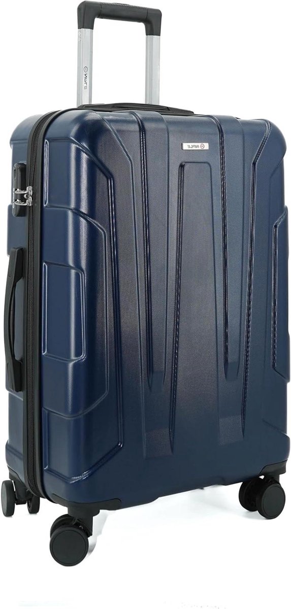 Reiskoffer ABS - Koffer Trolley - Veilig Reizen - 4 Dubbele Wielen - Maat M - Blauw