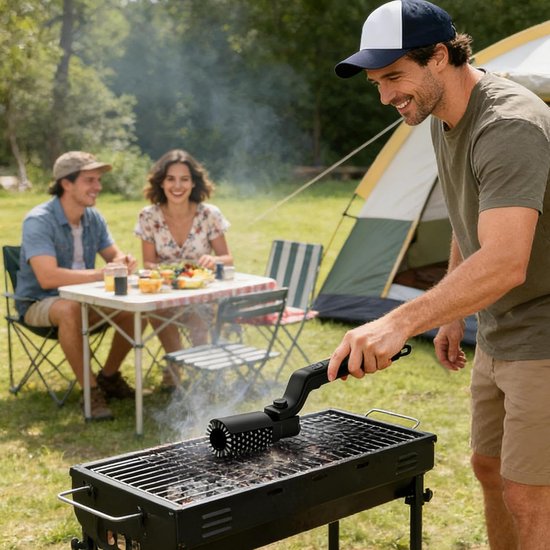 Rotating Grill Brush, 30 cm Electric Grill Brush, Steel Wire Brushes, Effective Cleaning, Stainless Steel Brushes, Outdoor, Camping, Patio, Easy to Use for Children — afbeelding 2