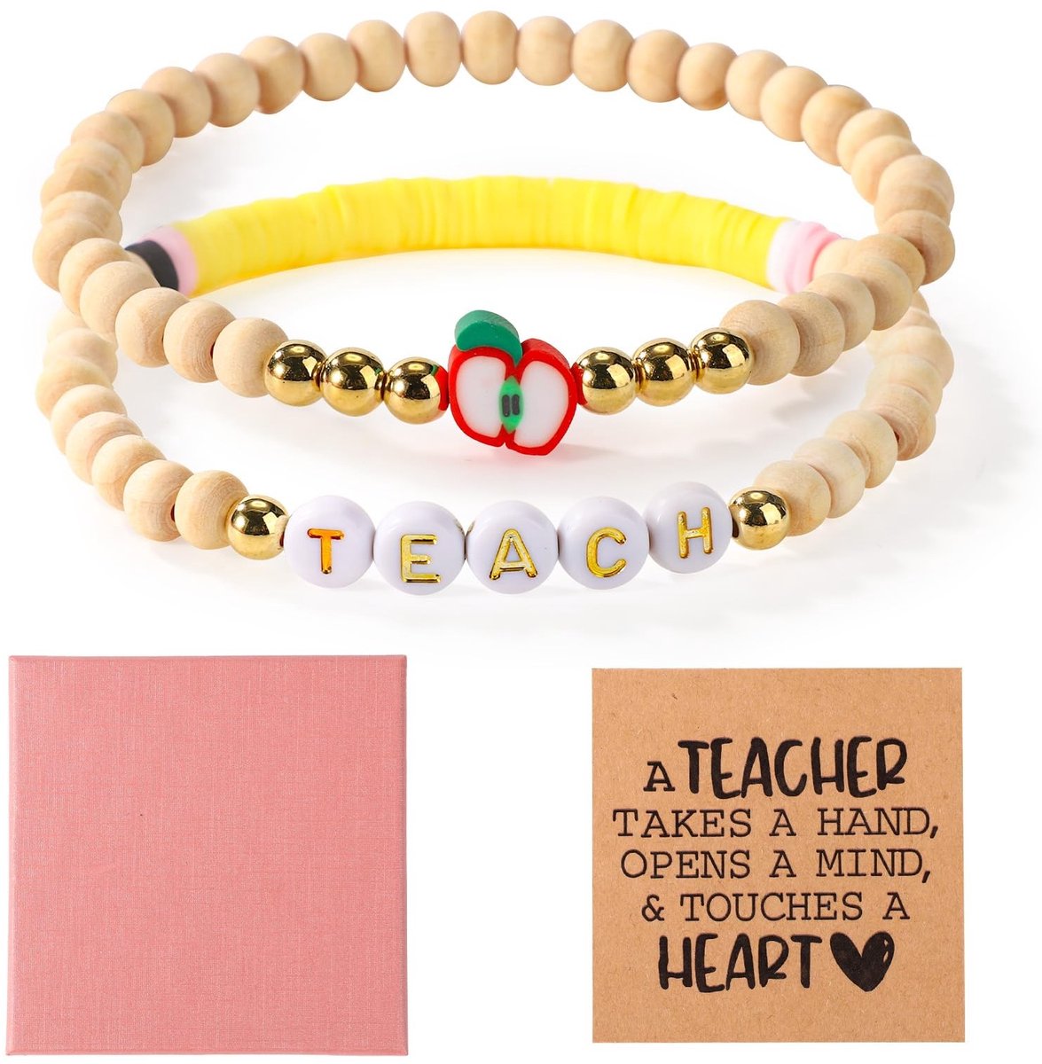 Allecto - Beaded Armbanden voor Docenten - 2 Stuks met Bedankkaart en Giftbox