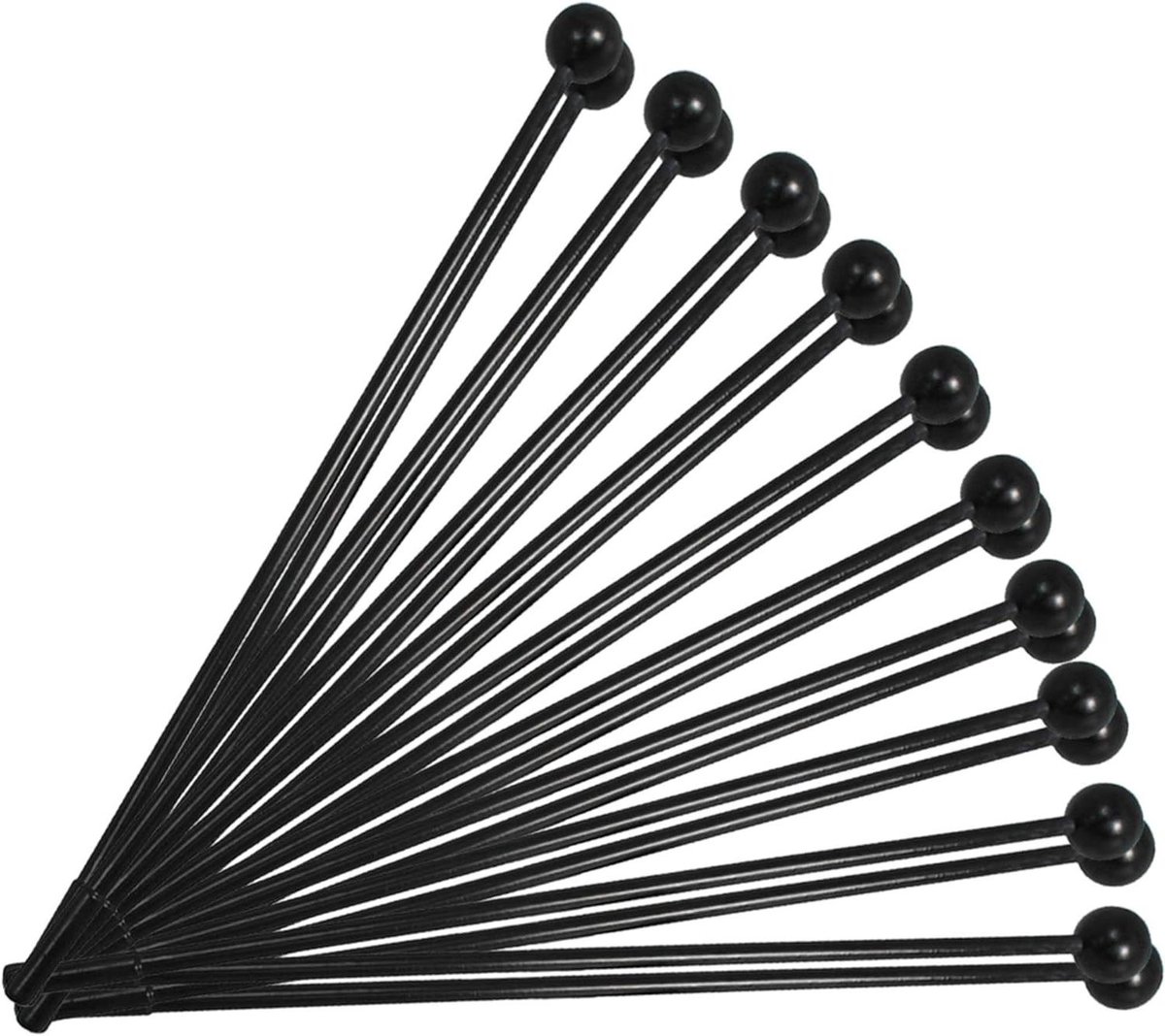 Percussie Kloppers - Mallets - Muziekonderwijs - Harde Plastic Kop - 27 Cm Lengte - Zwart