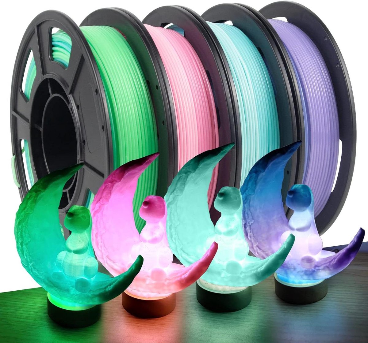 3D Printer Filament - PETG Gradiënt - Ambachtelijke Projecten - Vier Kleuren Set - 1.75 mm - Gradiënt Kleuren