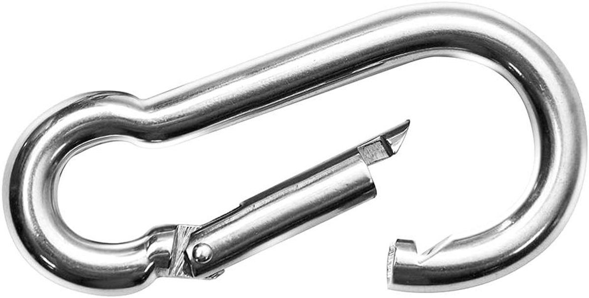 Snap Haken - Karabijnhaak Clip - Outdoor Activiteiten - Veerbeladen Draadslot - M7 x 70mm - Zink Afwerking