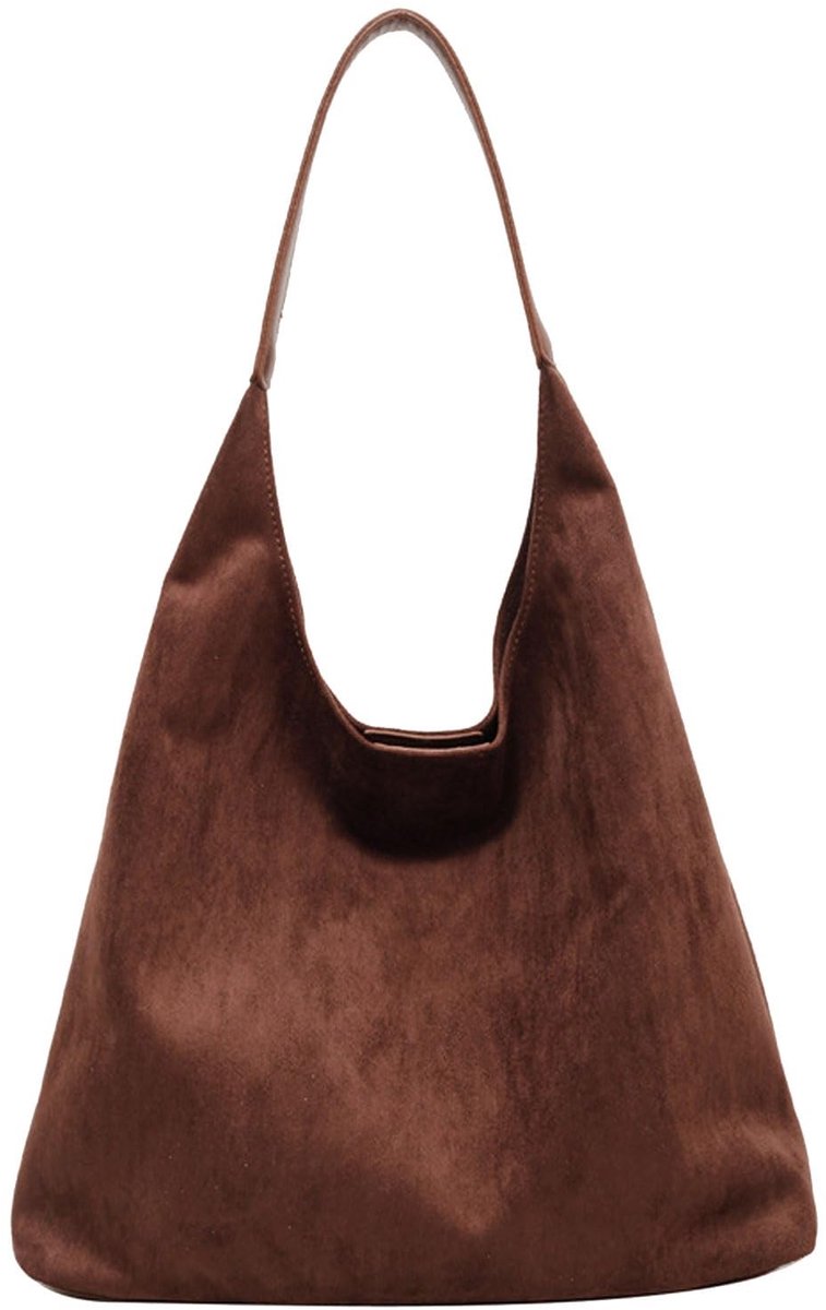 AWAVM Slouchy Suede Tote Bag voor Dames - Ruime Bruine Schoudertas voor Werk en Vrije Tijd
