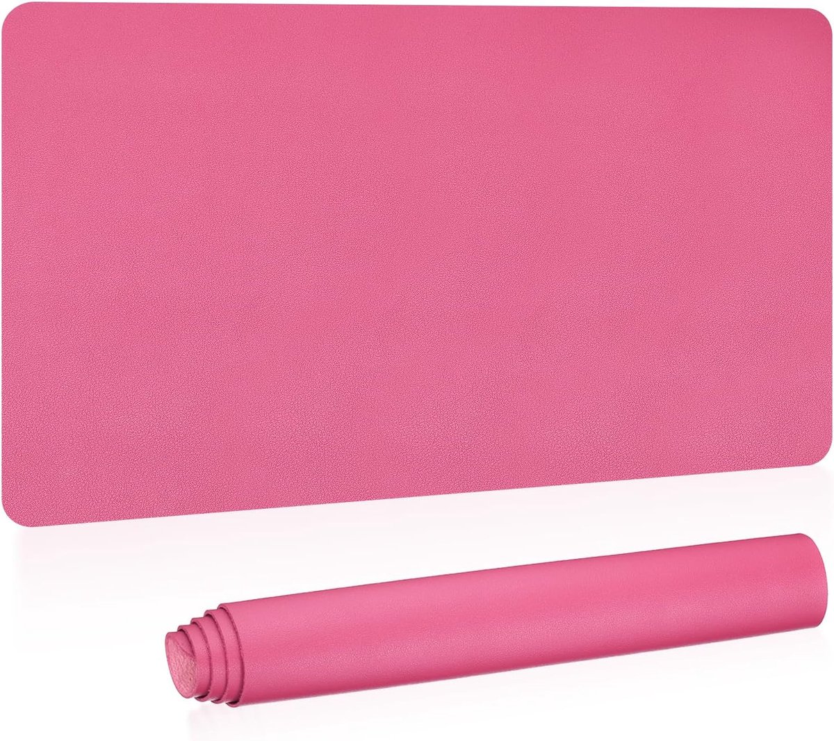35"x17" Large Desk Mat - PU Leather - Dubbelzijdig - Roze Rood
