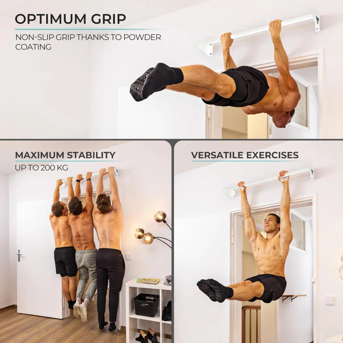 PULLUP & DIP Steel - Pull-up Stang Wandmontage - Compact Design (13 cm Afstand) - Voor Boven Deurkozijnen - Mat Wit Gepoedercoat thumbnail 5