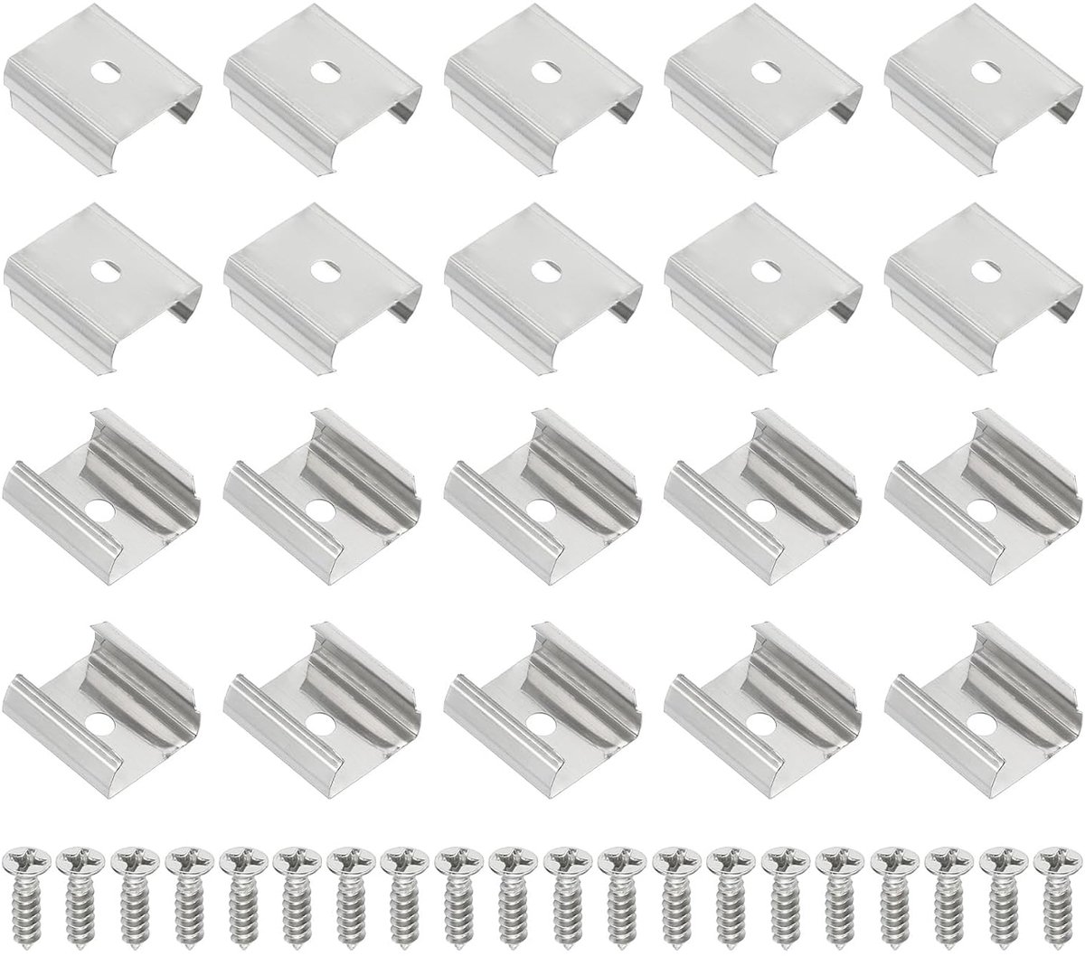 LED Strip Clips - 60pcs RVS Bevestigingsclips - Houder met Schroeven voor 18mm tot 19mm LED Strip Light Kabel