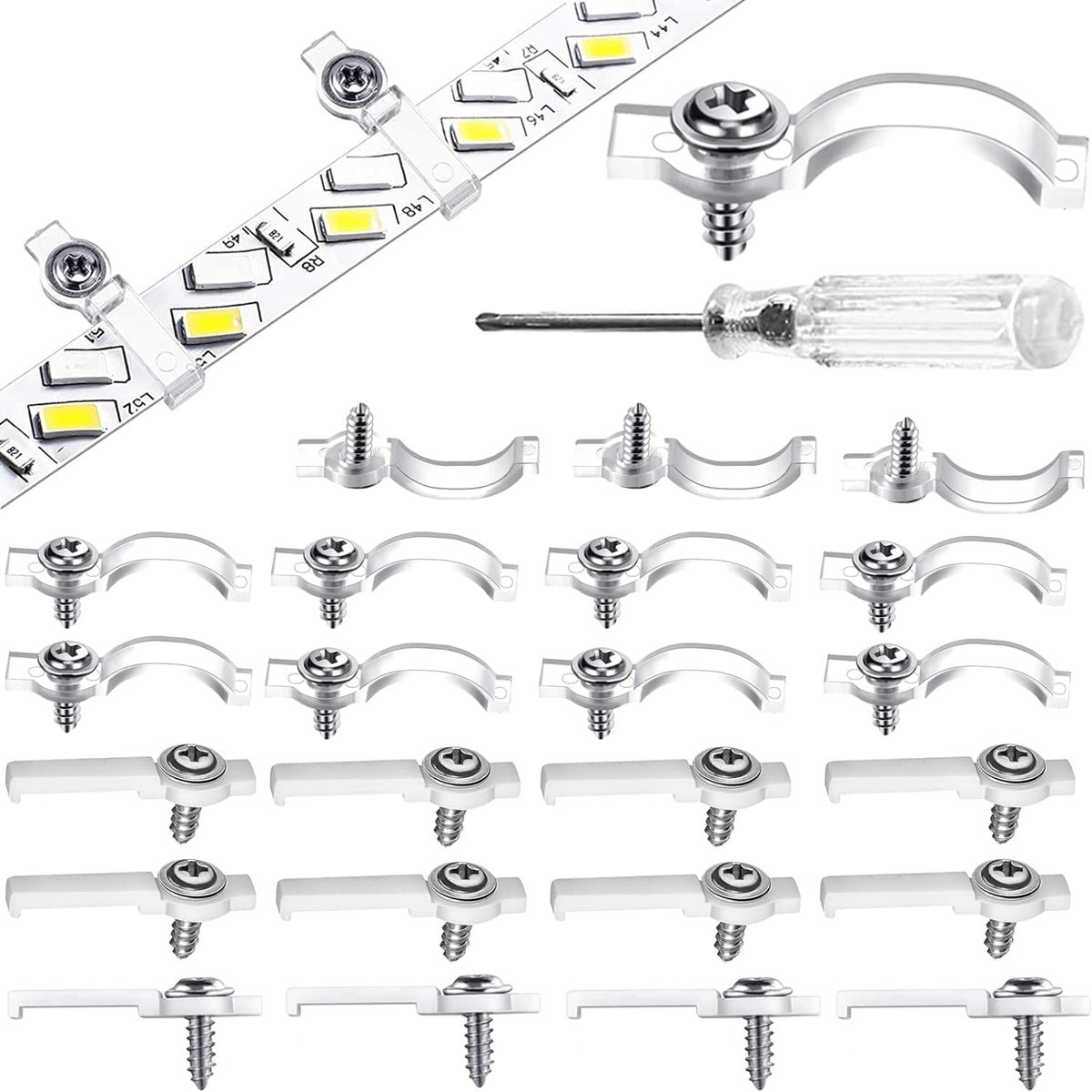 LED Strip Bevestiging - 100 Stuks LED Clips - Licht Montage Houder voor LED Strips - 8 mm - 9 mm - 10 mm