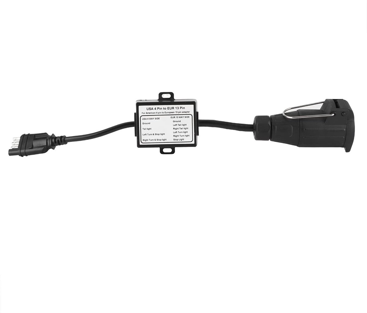 ZEYNOMAX - Trailer Adapter - 4-Pin US naar 13-Pin EU Converter - Krachtige functie - Aanhanger Verlichting - Betrouwbare aansluiting - Geschikt voor...