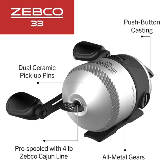 Vishengel Molen - Spincast Reel - Vissen op Panfish - Quickset Anti-Reverse - Maat 10 - Zilver Zwart — afbeelding 3