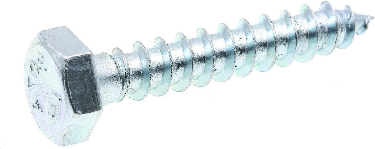 LAG schroeven - Zware houtschroeven - Robuuste bevestiging - Hexkop voor meer draaimoment - 100 stuks 1/4 x 1-1/2 inch