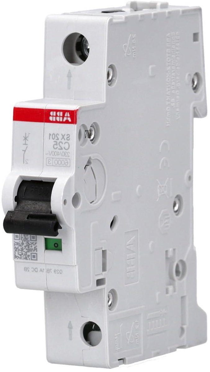 Automatische zekering - Mini stroomonderbreker - Elektrische beveiliging - C-karakteristiek 6kA - 25A 1P - Grijs