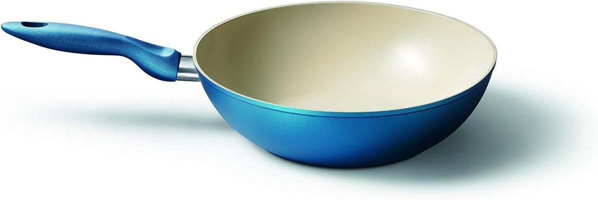 Wokpan Keramisch - Braadpan - Snel Bakken - Hittebestendig tot 400°C - 28 cm - Blauw