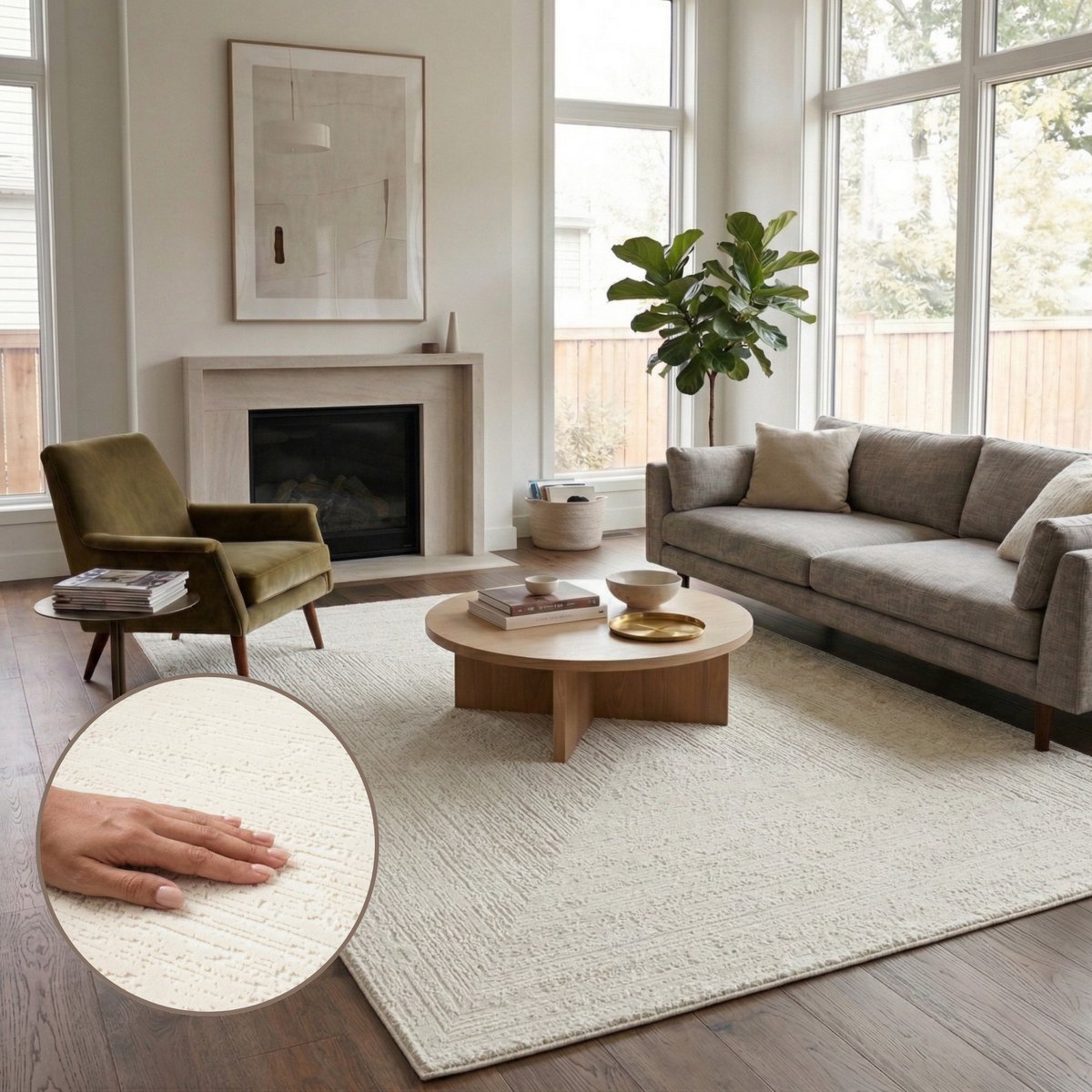 Oz Home Elyse Geometrisch Vloerkleed Crème - Modern Reliëf - 200x290 cm - Laagpolig 10 mm - Polyester/Polypropyleen - Jute Rug - Exclusief Premium Tapijt