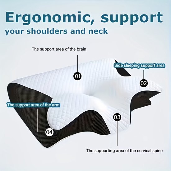 Ademvrij Hoofdkussen - Vlinderkussen - Zwart Anti Snurk - CPAP Kussen - Orthopedisch Traagschuim Nekkussen - Ergonomisch Vlinder Slaapkussen - Cervicaal Hoofdkussen - Memory Foam Voor Nekklachten - Comfortabel Bedkussen