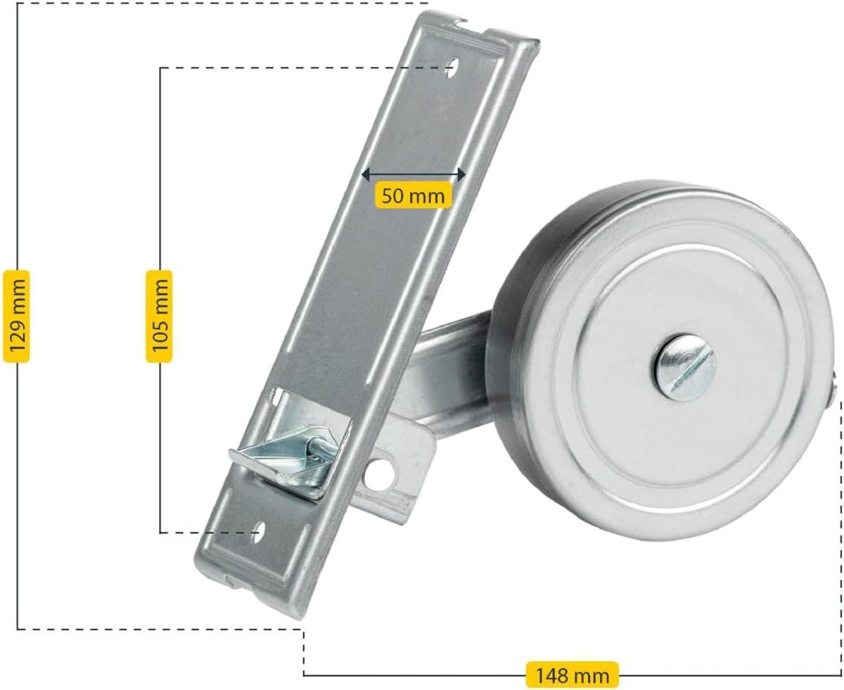 Schellenberg 50101 Maxi inbouwwinder, 105 mm, gegalvaniseerd, grijs, gatenafstand 10,5 cm