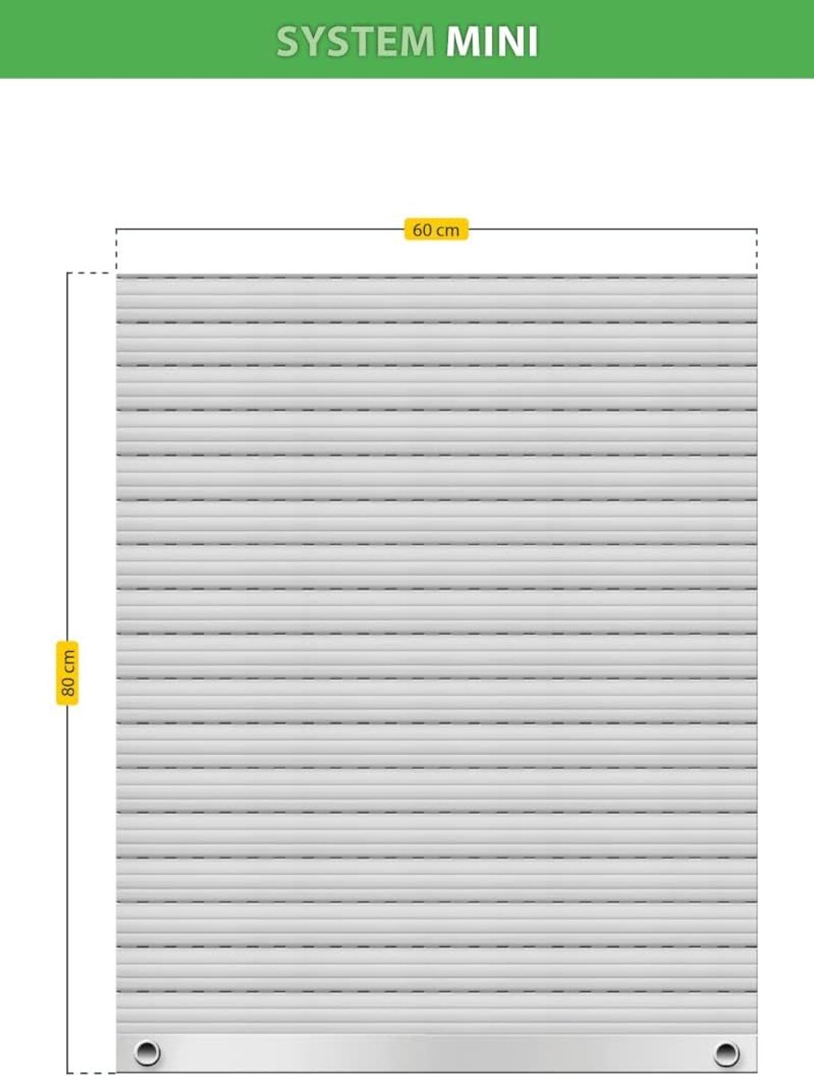 Schellenberg 39000 60 x 80 cm grijze PVC mini-rolluiklamellenset voor 40 mm stalen buisassen, breedte instelbaar, incl. rolluikophangveer, aluminium eindlamel, rolluikstopper