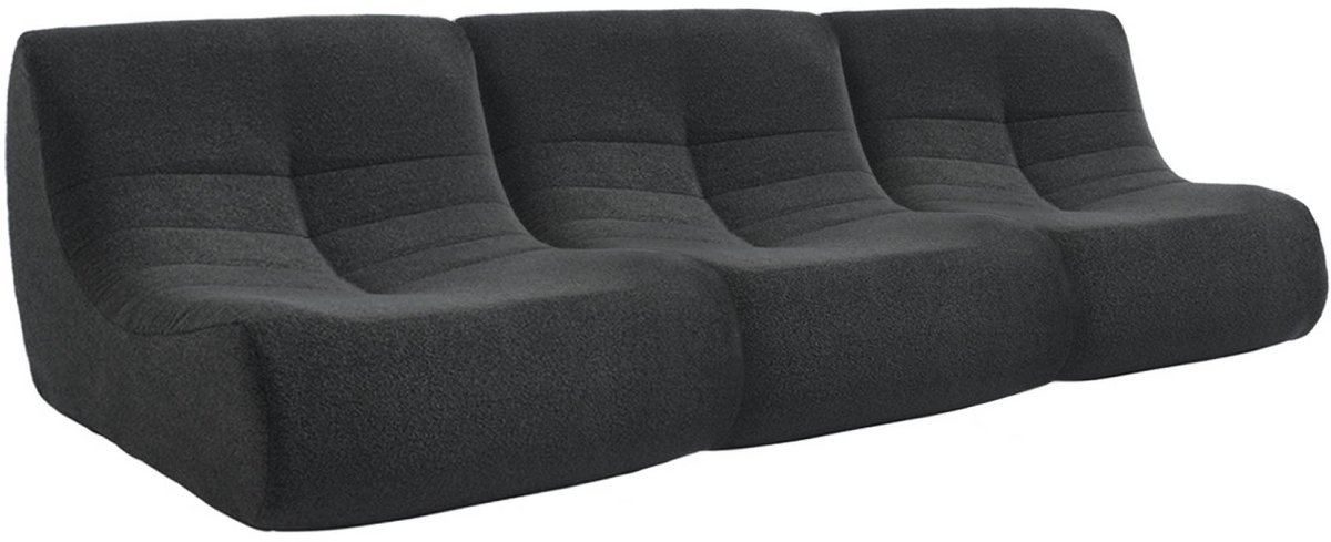 sweeek Set van 3 fauteuils boucléstof sokol 1 zitplaats zwart
