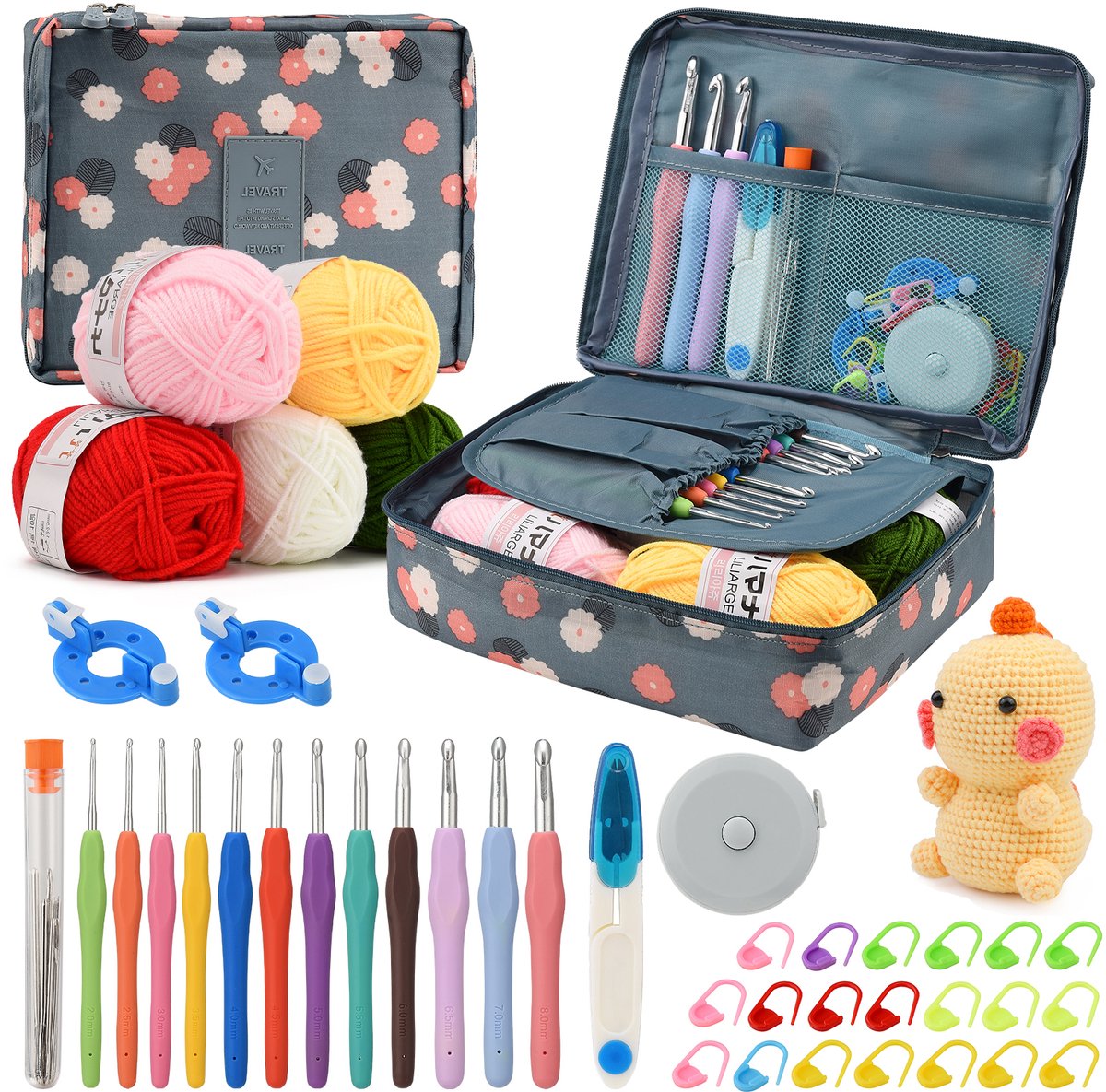 Haaknaalden Set 42-delig met Opbergtas – Complete Haak- & Breiset incl. Accessoires – Voor Beginners