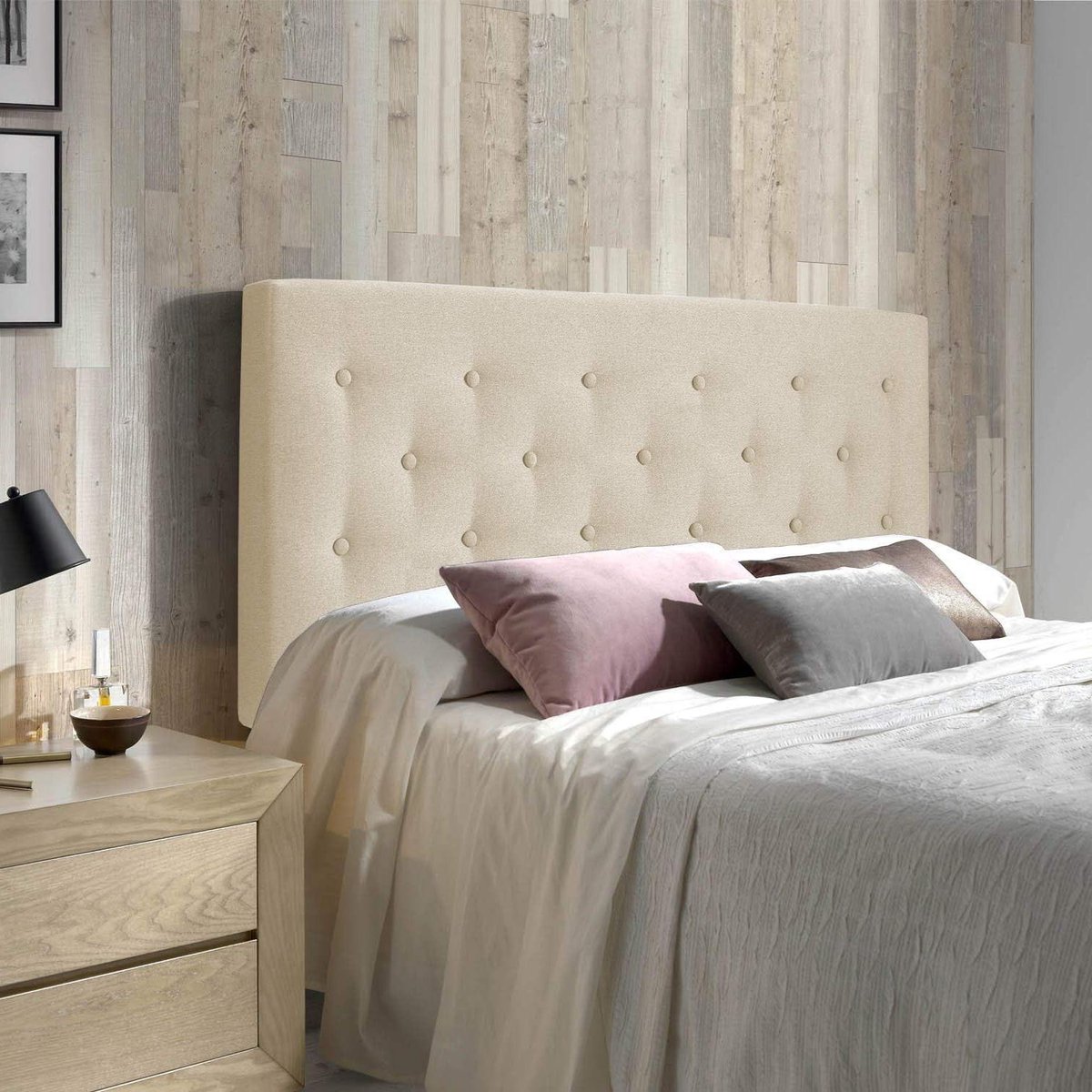 Hoofdeinde gestoffeerd - Bedpaneel - Slaapkamer aankleden - Multiplex structuur - 150x100 cm - Beige
