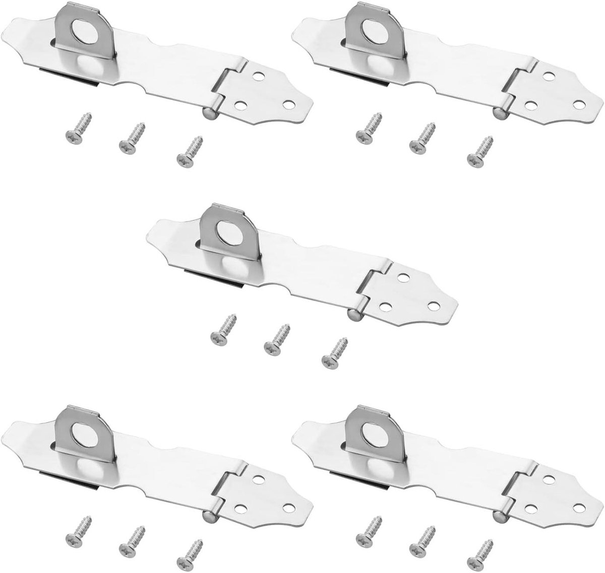 Hasp Sluiting Set - Deur Bevestiging - Kasten Beveiligen - Roestvrij Staal - 94 mm Lengte - Zilverkleurig
