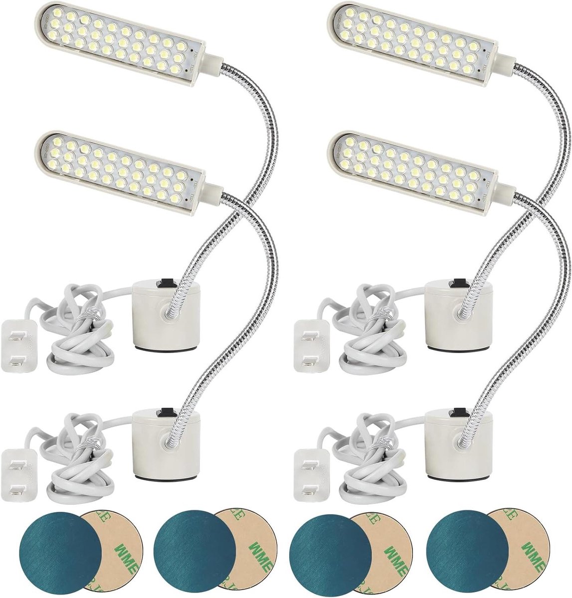 Naaimachine Lichten - Werkverlichting LED - Precisiewerk Verlichten - Magnetische Zwanenhals Arm - 4 stuks 30 LEDs - Wit