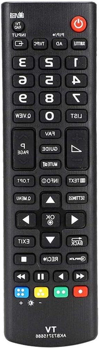 TV Afstandsbediening - Universele Bediening - Televisie Besturen - Met Leerfunctie - 10 Meter Bereik - Zwart