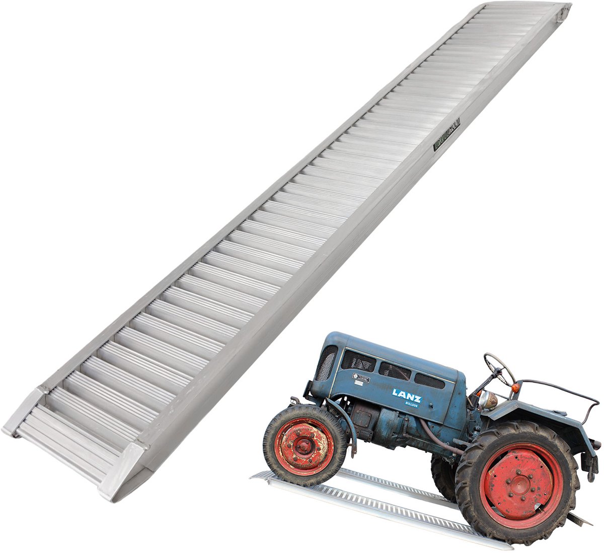 TRUTZHOLM 1 x professionele zware oprijplaat 200 cm draagvermogen 1000 kg aluminium grijs laadklep oprijplaat