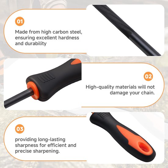 3 Stuks Kettingzaag Vijlen 13/64"- 3/8" Ketting - Geschikt voor Stihl MS311 MS391 MS362 MS441 MS461 MS661 & Husqvarna van Merkloos	 — afbeelding 5