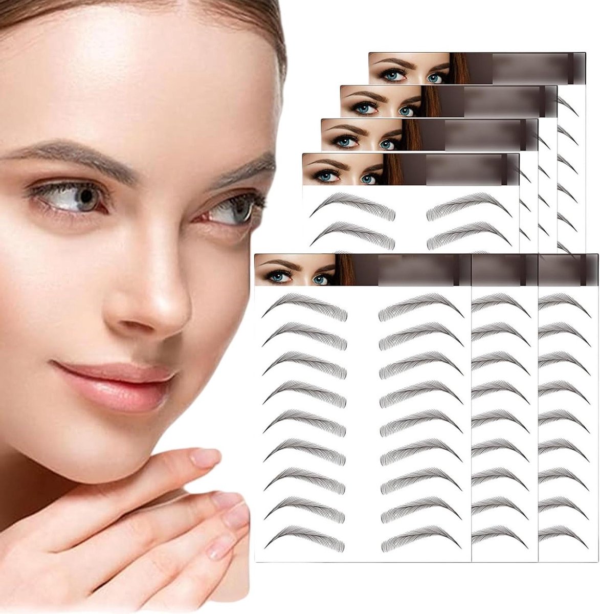 Wenkbrauwstickers - Haarachtige tatoeages - Snel wenkbrauwen vormen - 4D haarstructuur design - 7 vellen 77 paar - Zwart