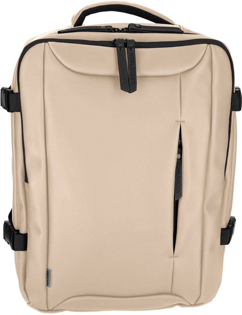NORLÄNDER Dull PU Vegan Leren Underseater Rugtas Eco Lining Taupe – Waterafstotende Reistas voor Laptop tot 15,6 Inch