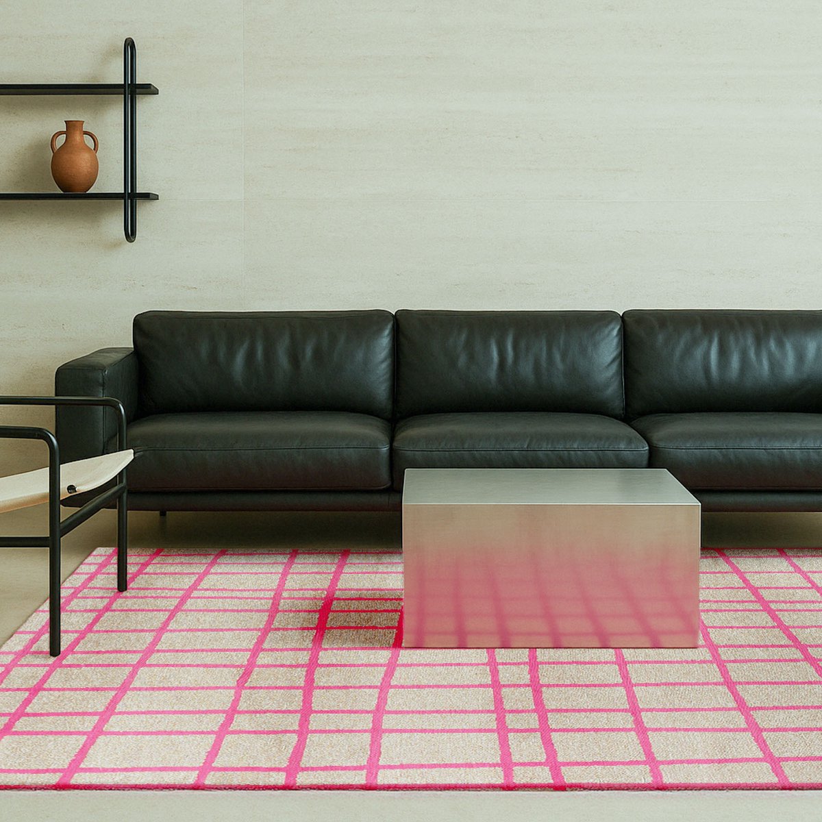 Binnen & Buiten Vloerkleed - 140 x 200 cm - Lola&Moi Caro Hot Pink - Laagpolig Tapijt - Gerecycled PET - Made in Belgium - Circulair