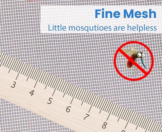 Magnetisch Horre Deur Raam, Anti-Vliegen Gordijn voor Deur, Insectengaas Gordijn, Magnetische Horre Schuifpui, Zonder Boren (90x210cm, Wit) — afbeelding 2