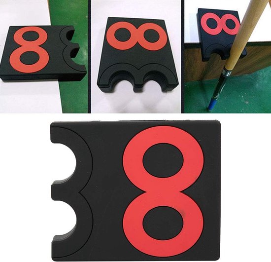 Biljart Keu Houder - Pool Stick Rack - Keu Opslag - Klassiek 8 Karakter Design - 100x85x25mm - Zwart Rood — afbeelding 5
