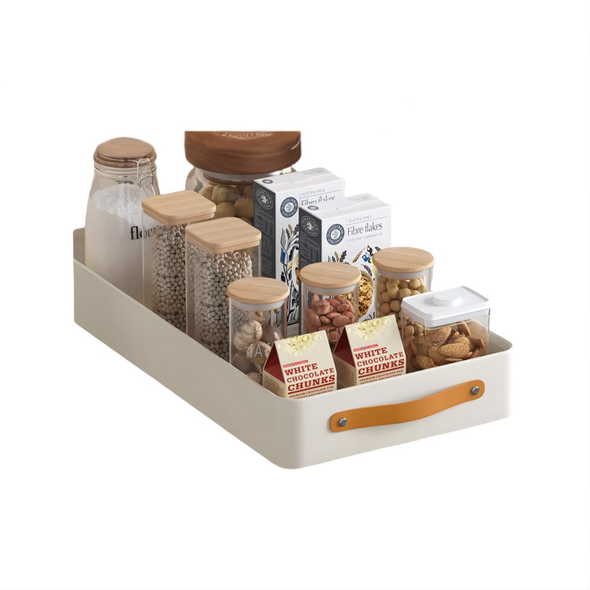 Keukenopbergrek - Voor Keukenkast & Aanrecht - Uittrekbare Lade met Schuifrails - Kasten Organizer - off white-25cm W