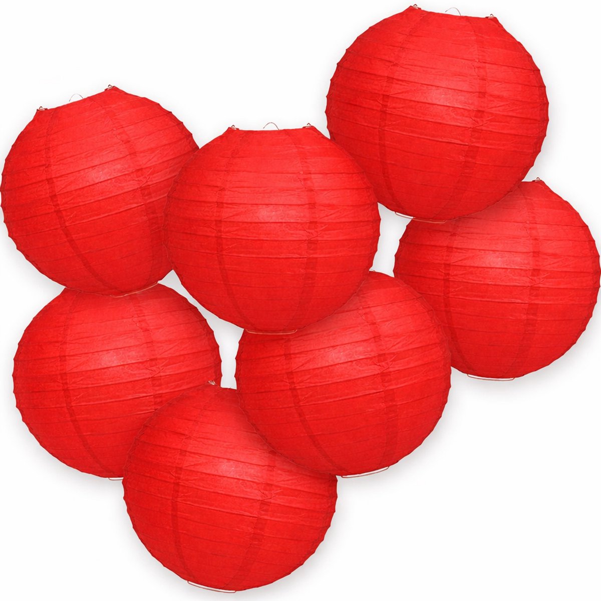 7-set LMPN® papieren lampionnen - rood - 25cm - rode lampion