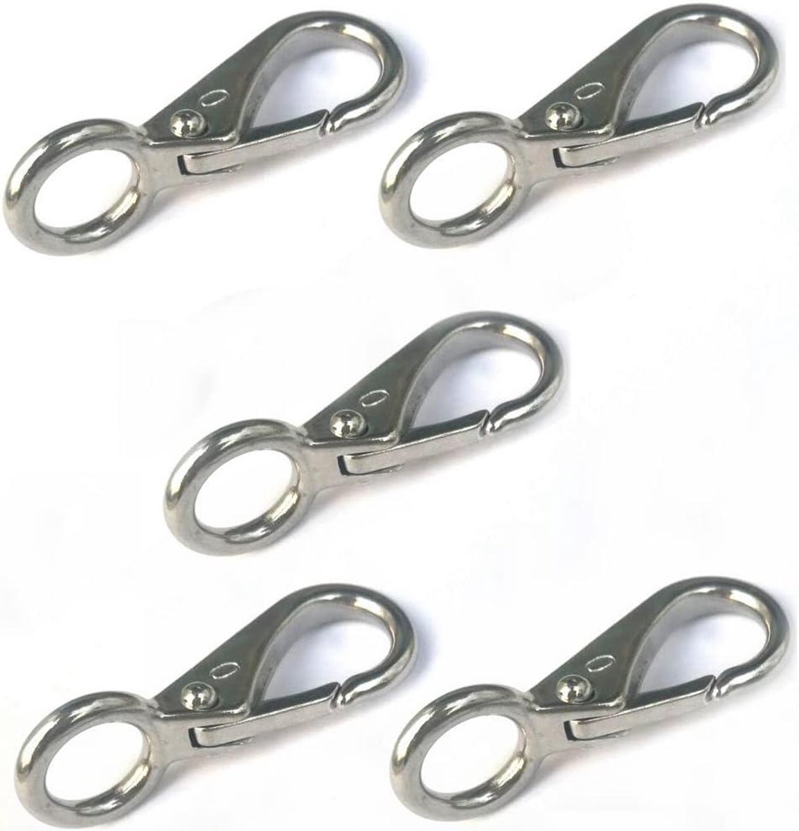 Vaste Snap Haak - Ooghaak Veerhaak - Marine Rigging - Roestvrij Staal 316 - 55 mm - Zilver