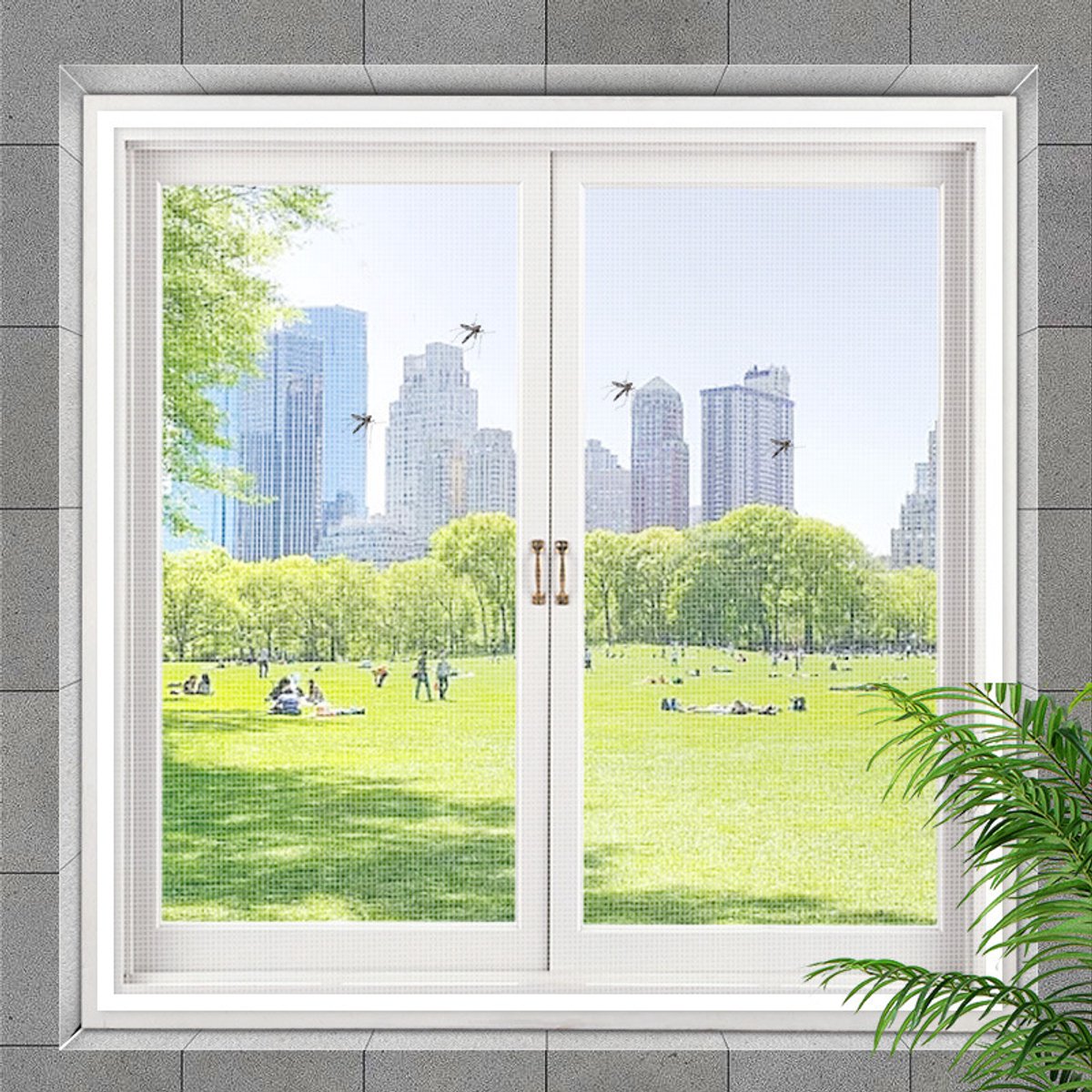 Zelfklevend Raamhorgaas – Muggennet met Klittenband – Geen Boren – Eenvoudig te Monteren – Voor Huishoudelijk Gebruik-Wit net, witte sticker-30*60cm