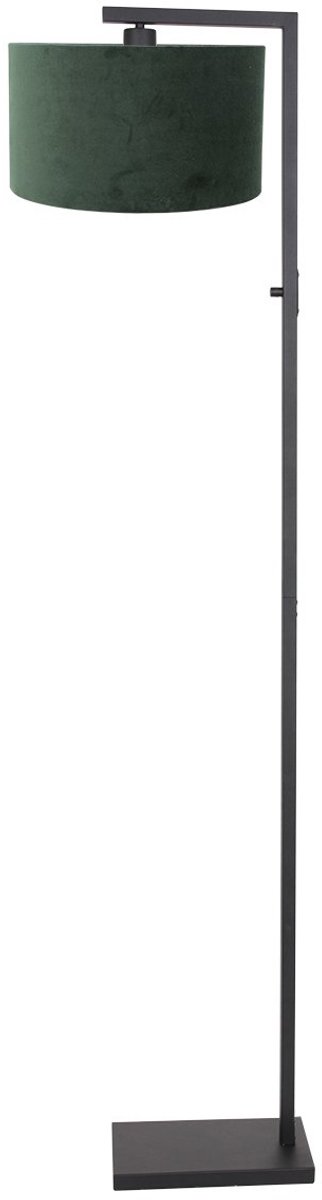 Zwarte vloerlamp Stang 8219ZW van Steinhauer, 160cm hoog, met metaal en textiel, geschikt voor binnengebruik, voorzien van groen velours kap