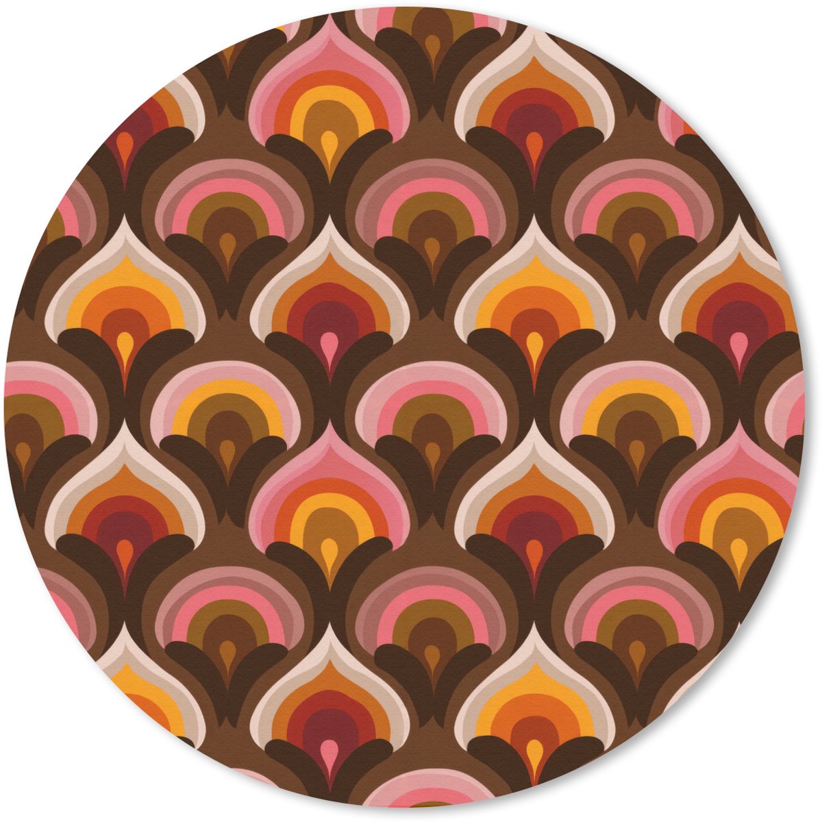 Muismat rond 20x20 cm - Mousepad Patroon - Retro - Kleurrijk - Ronde muismatten