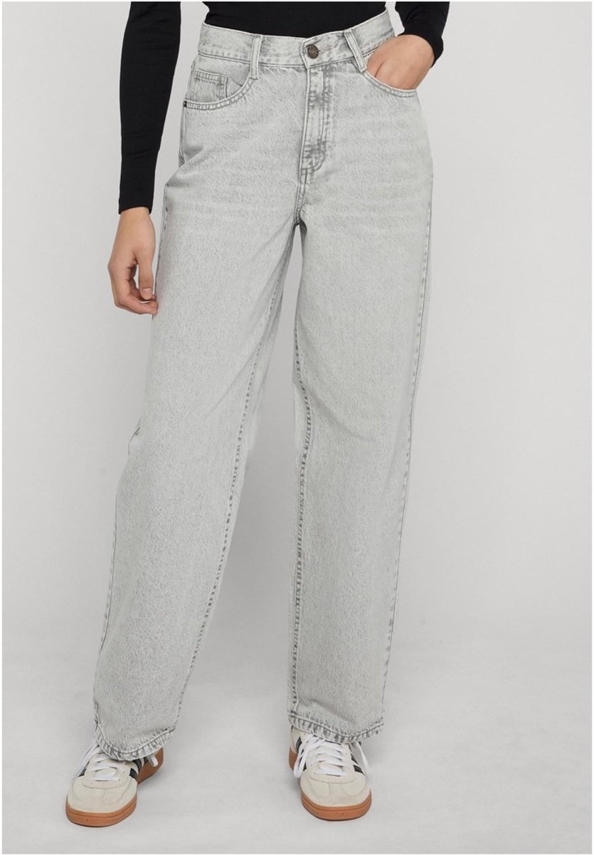 Urban Classics High Waist 90’S Wide Leg Broek rechte pijpen Taille 27 inch Zilverkleurig
